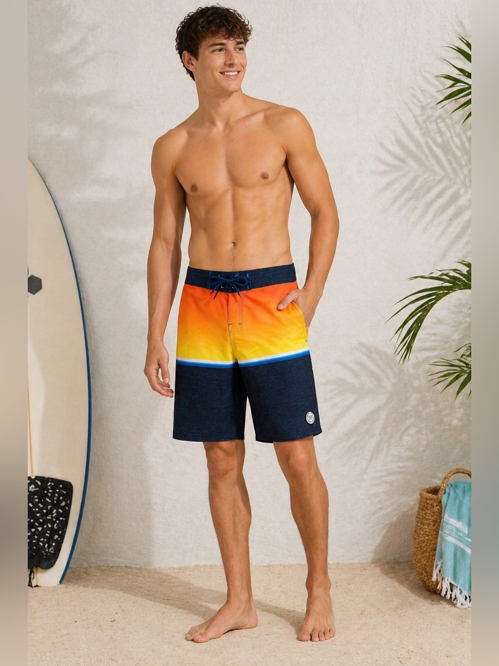 Ron Jon Boardshorts Mens XS (25) Orange Yellow Surf Swim Trunks Beach
